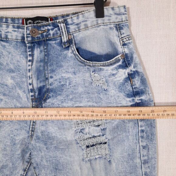Akademiks Distressed Jeans Size 18 Straight Leg High Rise Acid Wash Stretch - Picture 9 of 15